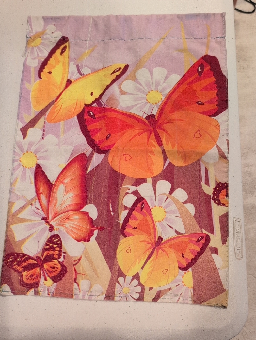 Vibrant Orange & Yellow Butterfly Print Outdoor Flag